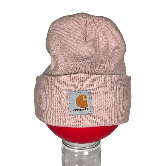 Carhartt Pink Beanie Hat Logo Skull Cap Warm Winter Knit Logo Ski - Picture 8 of 8